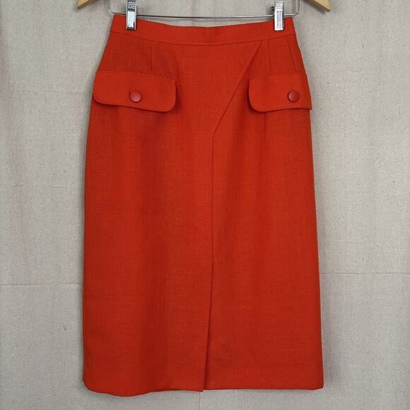 Vintage Caroline Rohmer Pencil Skirt Women Small Orange Librarian Chic Secretary - Picture 1 of 7